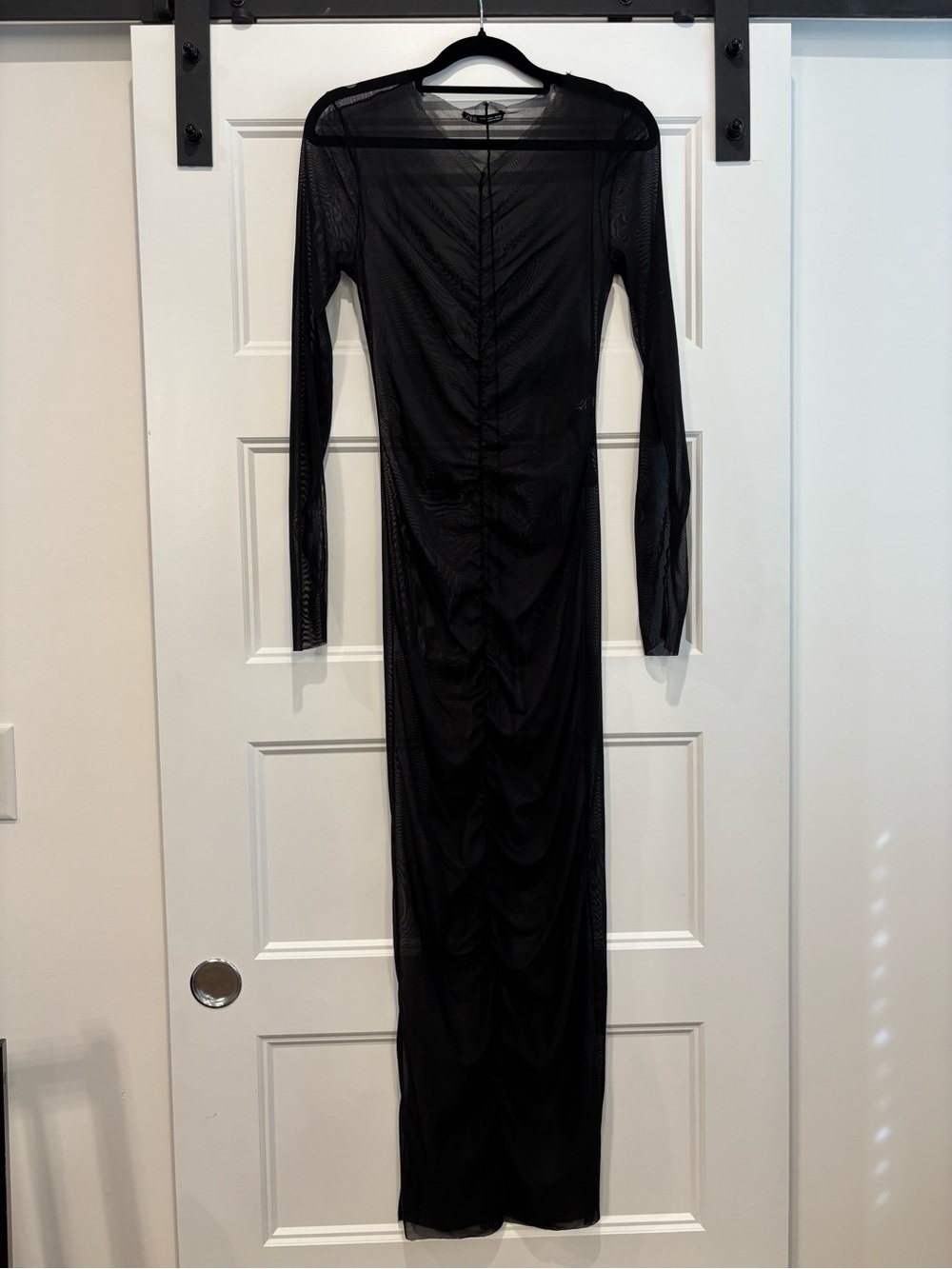 Zara Sheer Mesh Ruched Midi Cover up Dress S - Picture 2 of 6